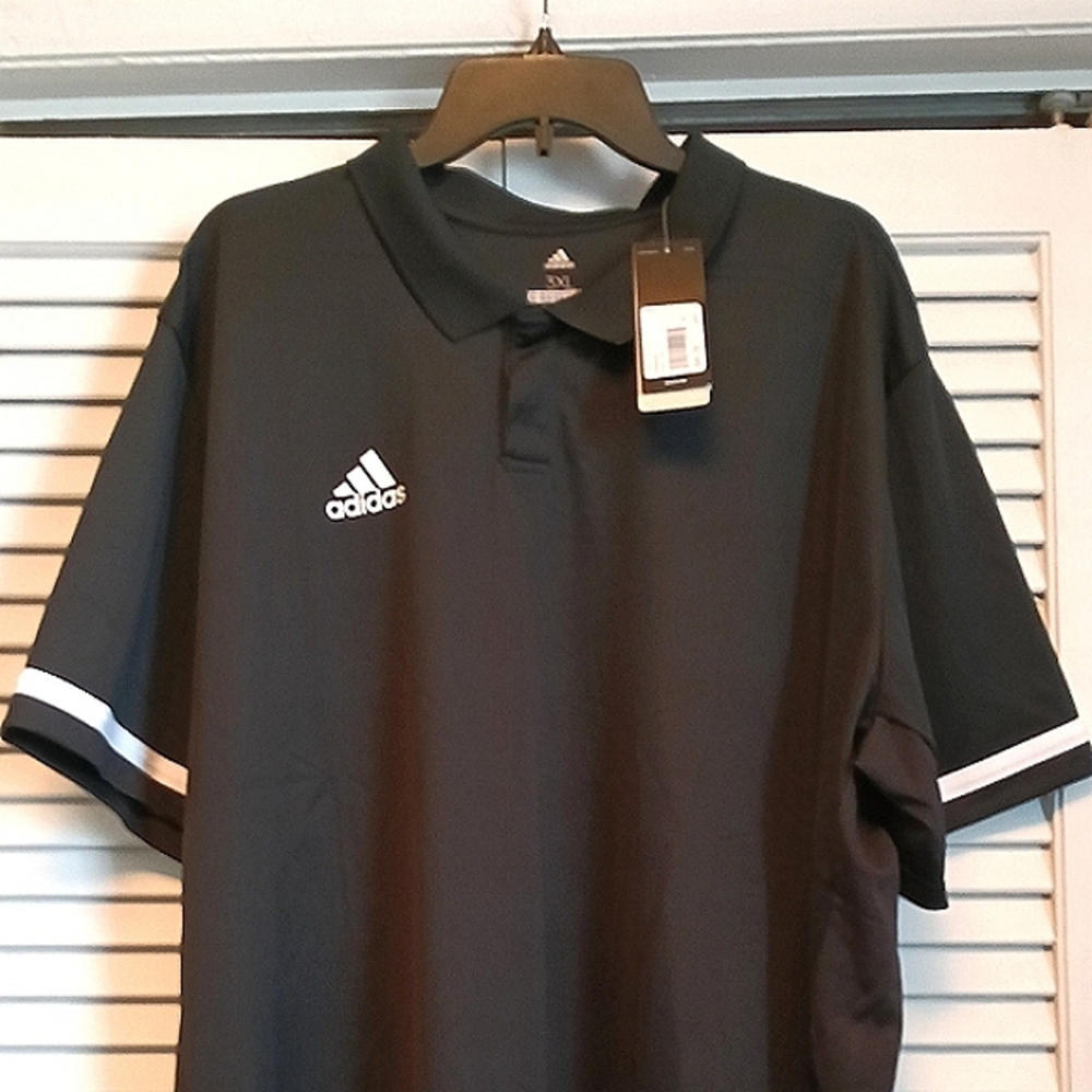 NWT Adidas Black & White Stripe Climacool Polo Shirt (3XL)FIRM - Picture 2 of 7